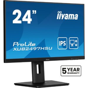 61cm/24" (1920x1080) iiyama ProLite XUB2497HSU-B2 16:9 FHD IPS 1ms 100Hz USB-Hub HDMI DP Speaker Pivot Black
