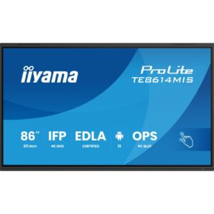 218cm/86" (3840x2160) iiyama ProLite TE8614MIS-B2AG 16:9 4K UHD VA Touch 6,5ms 60Hz 24/7 4xHDMI DP USB-C LAN WIFI Speaker Black