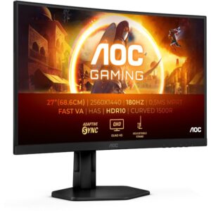 68,6cm/27" (2560x1440) AOC Gaming CQ27G4X 16:9 VA 0,5ms 180Hz 2x HDMI 1x DisplayPort VESA HDR10 Black