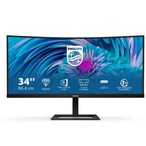 86,36 cm/34" (3440x1440) Philips 346E2CUAE/00 21:9 WQHD VA 4ms 100Hz USB-C HDMI DisplayPort VESA Black
