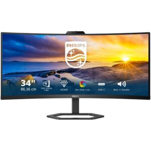 86,4cm/34" (3440×1440) Philips 34E1C5600HE/00 21:9 VA 4ms 100Hz USB-C HDMI DisplayPort Webcam Speakers VESA Black