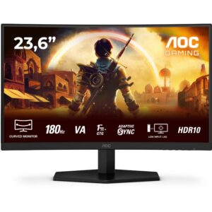 59,9cm/23,6" (1920x1080) AOC C24G42E 16:9 Fast VA 1ms 180Hz HDMI2.0 DisplayPort1.4 Speaker AdaptiveSync Curved HDR10 Black/Red