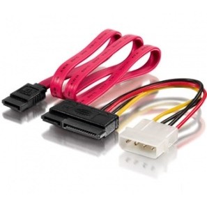 Equip Stromkabel SATA 15+7pol Bu > 4pin+SATA 7pin St/B Polybeutel