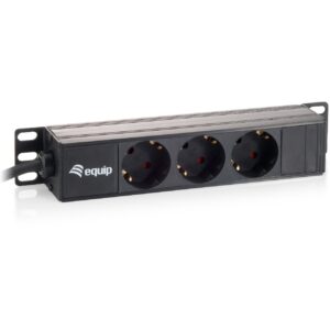 Equip Steckdosenleiste 10"(1HE)3fach +Wandmontage 1.50m sw