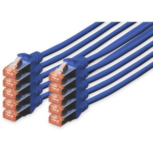 DIGITUS CAT 6 S/FTP Patchkabel, 10 Stück, 0,5m, blau