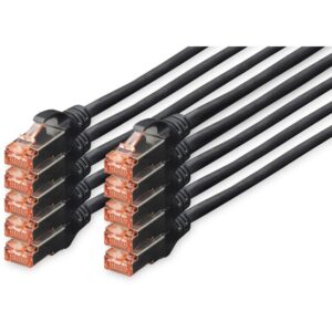 DIGITUS CAT 6 S/FTP Patchkabel, 10 Stück, 0,25m, schwarz