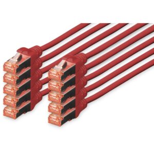 DIGITUS CAT 6 S/FTP Patchkabel, 10 Stück, 0,5m, rot