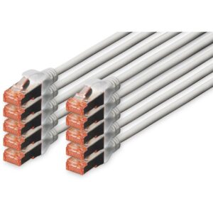 DIGITUS CAT 6 S/FTP Patchkabel, 10 Stück, 2m, grau