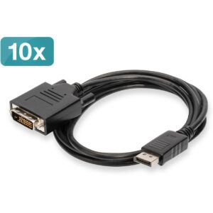 DIGITUS DisplayPort - DVI Adapterkabel, 10er Pack, 2m, sw