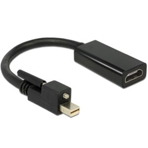 DELOCK Adapterkabel mini Displayport 1.2 Stecker mit Schraube > HDMI-A Buchse 25cm schwarz 4K aktiv