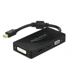 DELOCK Mini DisplayPort 1.2 Adapter zu VGA / HDMI / DVI / Audio Buchse 4K Passiv schwarz
