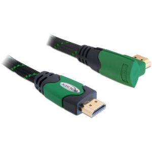 DELOCK Kabel HDMI A-A St/St gewinkelt rechts gruen 1m