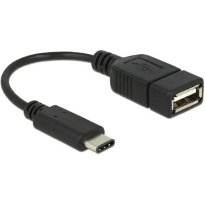 DELOCK Adapterkabel USB Type-C 2.0 Stecker > USB 2.0 A Buchse 15cm schwarz