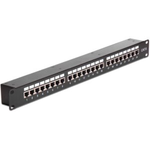 DELOCK Netzwerk 48.26cm 19Zoll Kupplungs-Patchpanel 24 Port Cat.6
