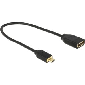 DELOCK Kabel HDMI Micro D Stecker > HDMI A Buchse High Speed with Ethernet 3D 4K 20cm Premium Slim