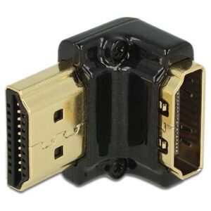DELOCK Adapter High Speed HDMI mit Ethernet - HDMI-A Buchse > HDMI-A Stecker 4K 90 Grad gewinkelt unten schwarz