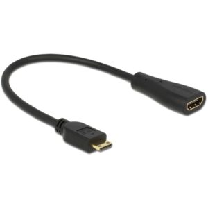 DELOCK Adapterkabel mini HDMI-C Stecker > HDMI-A Buchse High Speed with Ethernet 23cm