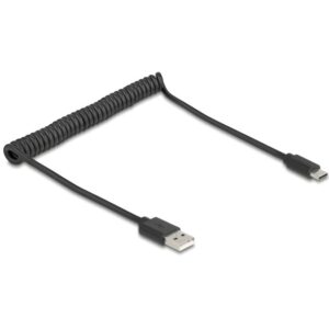 DELOCK USB 2.0 Spiralkabel USB Typ-A Stecker zu USB Type-C