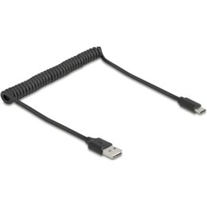 Delock Spiralkabel EASY-USB 2.0 Typ-A Stecker zu USB Type-C