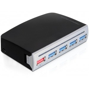 DELOCK HUB USB 3.0 4 Port extern 1 Port USB Strom intern / extern