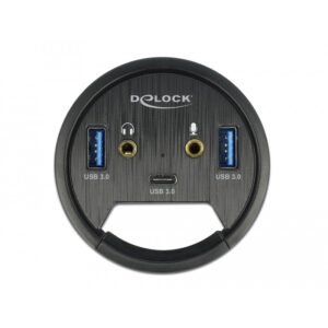 DELOCK 3 Port Tisch-Hub 1x USB Type-C und 2x USB Typ-A + HD-Audio Ports