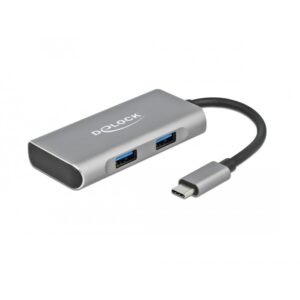 DELOCK Externer USB 3.2 Gen 2 USB Type-C Hub mit 2 x USB Typ-A und 2 x USB Type-C
