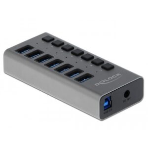 DELOCK Externer SuperSpeed USB Hub mit 7 Ports + Schalter