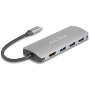 DELOCK 7 Port USB 10 Gbps Hub und 4K HDMI Ausgang mit USB Type-C Anschluss und PD 3.0 90 Watt