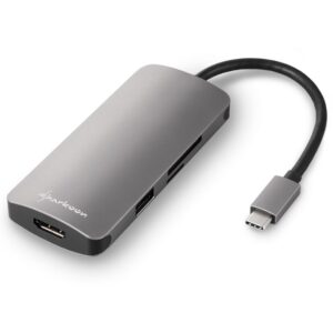 Sharkoon USB 3.0 Type C Multiport Adapter (dunkelgrau. USB-C. HDMI. MicroSD. SD)