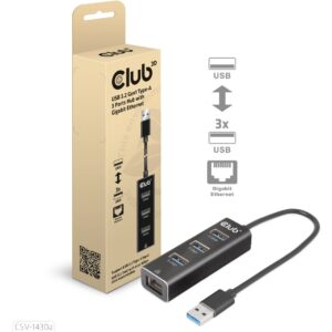 Club3D Adapter USB 3.2 Typ A > 3x USB 3.2 Typ A/LAN