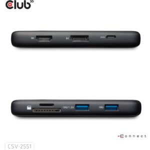 Club3D USB-C 8in1-HUB >DP1.4/HDMI2.0/USB-C/LAN 8K30Hz PD100W