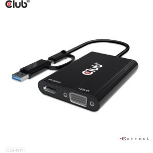 Club3D Adapter USB Typ C/A > HDMI / VGA St/Bu