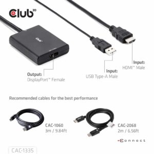 Club3D Adapter HDMI + MicroUSB > DP 4K120Hz aktiv St/Bu