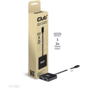 Club3D MST-Hub USB 3.2 Typ C > 2x HDMI 4K60Hz +100W PD St/Bu retail