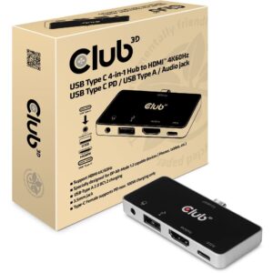 Club3D USB-C 4in1-HUB >HDMI/USB/USB-C/Audio 4K60Hz PD100W