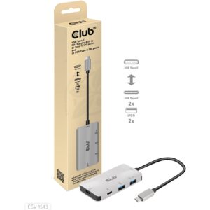 Club3D Adapter USB 3.1 Typ C > 2x USB C + 2x USB A Lade Hub