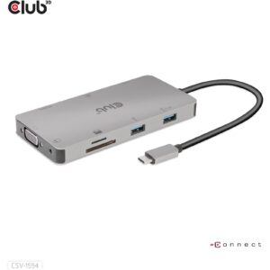 Club3D USB-C 9in1-HUB >HDMI/VGA/2xUSB/USB-C/RJ45/SD PD100W