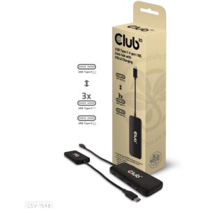 Club3D USB-Hub Typ C > 4x USB Typ C 10Gbps + 100W PD St/Bu