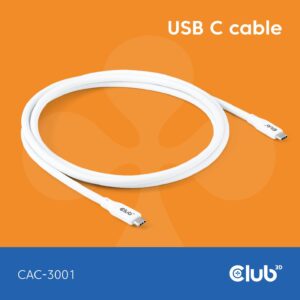 Club3D Lifestyle USB-C Kabel PD 240W.20Gbps 2m weiß St/St