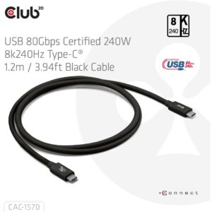 Club3D Kabel USB-C 80Gbps zertifi. PD240W/8K240Hz 1.2m St/St