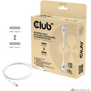 Club3D Kabel USB-C 80Gbps zertifi. PD240W/8K240Hz 1.2m weiß