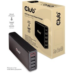 Club3D Schnellladegerät 1xUSB Typ C. 4xUSB Typ A. PD 111W retail
