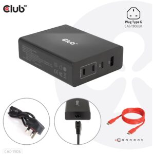 Club3D Ladegerät 3xUSB Typ C. 1xUSB Typ A. PD 132W. GaN retail