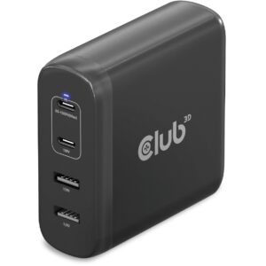 Club3D Ladegerät 2xUSB Typ C. 2xUSB Typ A. PD 100W. GaN retail