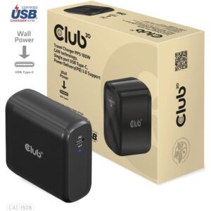 Club3D Ladegerät 1xUSB Typ C PD 100W. GaN retail