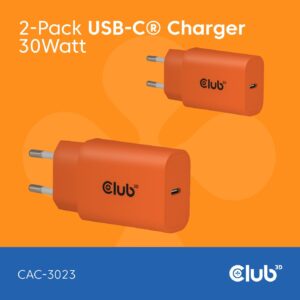 Club3D Lifestyle Ladegerät USB-C 30Watt. 2Stk orange retail