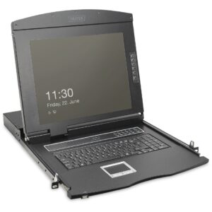Digitus Modulare HD LCD KVM Konsole mit 19" TFT, 8-Port CAT 5 KVM Anschluss, Touchpad, US Tastaturlayout