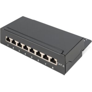 DIGITUS Patchpanel 1HE 8-Port Cat6 geschirmt schwarz