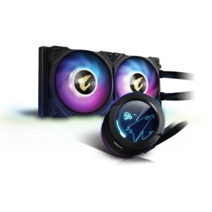 K Cooler GIGABYTE AORUS WATERFORCE X 240 All-in-one Liquid Cooler with Circular LCD Display Black