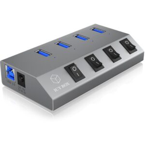 HUB USB 3.0 . 4x USB Type-A Anschlüsse. An-/Ausschalter für jeden Port ICY BOX